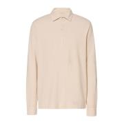 Katoen Kasjmier Lange Mouw Polo Shirt Massimo Alba , Beige , Heren