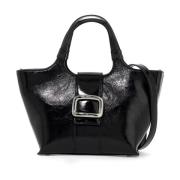 Leren Mini Tote Tas Roger Vivier , Black , Dames