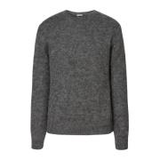 Mohair Silk Crewneck Sweater Massimo Alba , Gray , Heren
