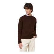 Mohair Silk Crewneck Sweater Massimo Alba , Brown , Heren