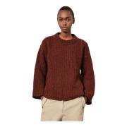 Bio Wol Crewneck Sweater Massimo Alba , Brown , Dames