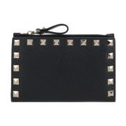 Zwarte leren creditcardhouder met studs Valentino Garavani , Black , D...