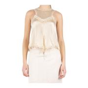 Zwarte Zijden Kant Tank Top Isabel Marant , Beige , Dames