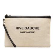 Pre-owned Canvas clutches Yves Saint Laurent Vintage , White , Dames