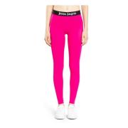 Fuchsia Logo Leggings Elastische Taille Palm Angels , Pink , Dames