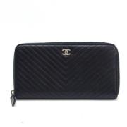 Pre-owned Leather wallets Chanel Vintage , Black , Dames