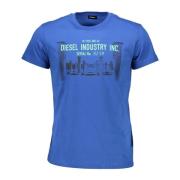 Grafisch Logo Katoenen Tee Diesel , Blue , Heren