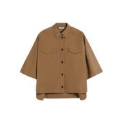 Katoenen Poplin Shirt met Wijde Mouwen Max Mara , Brown , Dames