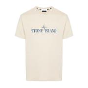 Beige Jersey Crew Neck Logo T-shirt Stone Island , Beige , Heren