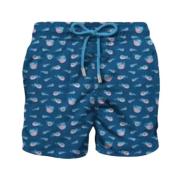 Heren Strand Shorts Micro Patroon MC2 Saint Barth , Blue , Heren