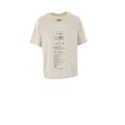 Wit Katoenen T-shirt met Care Label Print MM6 Maison Margiela , Beige ...