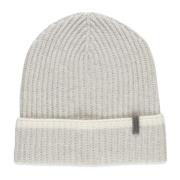 Ivoor Cashmere Beanie Muts met Messing Details Brunello Cucinelli , Be...