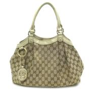 Pre-owned Leather totes Gucci Vintage , Beige , Dames