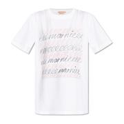 T-shirt met bedrukt logo Marni , White , Dames