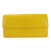 Pre-owned Leather wallets Louis Vuitton Vintage , Yellow , Dames