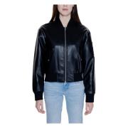 Imitatie Leren Bomberjack Vrouwen Calvin Klein Jeans , Black , Dames