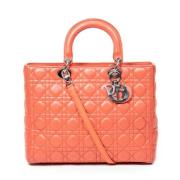 Pre-owned Leather handbags Dior Vintage , Orange , Dames