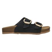 Zwarte Velours Slide Sandalen voor Dames met Dikke Banden Er00115133 E...