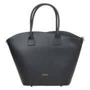 Dames Zwarte Premium Italiaans Leren Shopper Tas Er00115075 Estro , Bl...