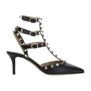 Zwarte Leren Pumps met Puntige Neus Valentino Garavani , Black , Dames