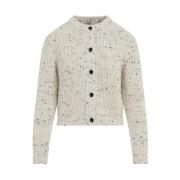 Rib Cardigan in Dove Wool Bottega Veneta , Beige , Dames