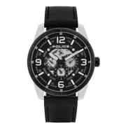 Roestvrij Staal Leren Band Herenhorloge Police , Gray , Heren