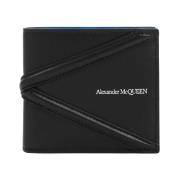 Zwarte Leren Billfold Portemonnee Alexander McQueen , Black , Heren