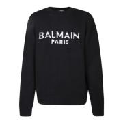 Zwart Gebreid Lang Mouw Sweater Balmain , Black , Heren