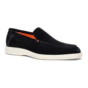 Suede Loafer Santoni , Black , Heren