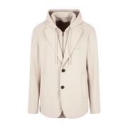 Single-breasted blazer met afneembare capuchon Armani , Beige , Heren