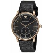 Gouden Leren Quartz Herenhorloge Emporio Armani , Yellow , Heren