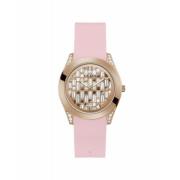 Roze Dames Quartz Horloge Siliconen Band Guess , Pink , Dames