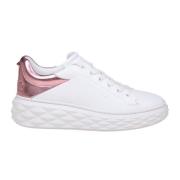 Witte Leren Sneakers Ronde Neus Jimmy Choo , White , Dames