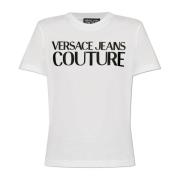 T-shirt met logo Versace Jeans Couture , White , Dames