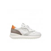 Witte hardloopsneaker met taupe accenten D.a.t.e. , White , Dames