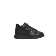 Zwarte Leren Plateau Sneakers Vrouwen Cerruti 1881 , Black , Dames