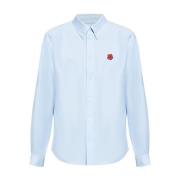 Blauw Poplin Geborduurd Overhemd Kenzo , Blue , Heren