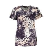 Gestreept T-shirt met Logo Print Cavalli Class , Multicolor , Dames