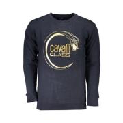 Blauwe Katoenen Sweatshirt met Logoprint Cavalli Class , Blue , Heren