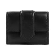 Zwarte Leren Compacte Portemonnee Jacquemus , Black , Heren