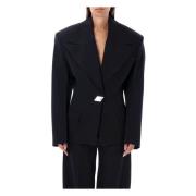 Zwarte Blazer met Brede Schouders The Attico , Black , Dames