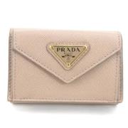 Pre-owned Leather wallets Prada Vintage , Beige , Dames