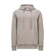 Beige Logo Hoodie Katoen Fleece Moncler , Beige , Heren