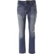 Blauwe Denim Slim Fit Jeans Emporio Armani , Blue , Heren