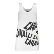 Witte Katoenen Tanktop met Print Cavalli Class , White , Dames