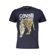 Gedrukt Logo Ronde Hals T-Shirt Cavalli Class , Blue , Heren