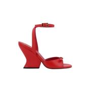 Rode leren sandalen met enkelband Giampaolo Viozzi , Red , Dames