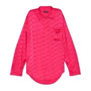 Losvallend shirt met monogram Balenciaga , Pink , Dames