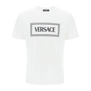 Geborduurd Logo T-Shirt Versace , White , Heren
