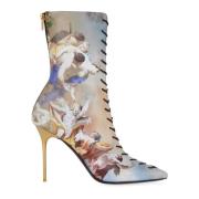 Uria enkellaarzen in Sky print leer Balmain , Multicolor , Dames